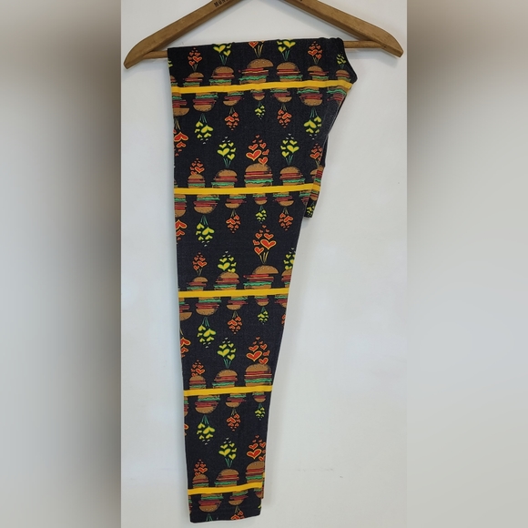 Hamburger Cheeseburger LuLaroe Leggings Tights Size Tall Curvy Funky Pants XXL ! - Picture 2 of 7